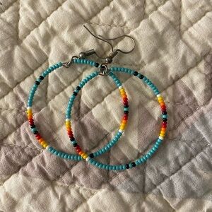 Colorful Beaded Hoop Earrings